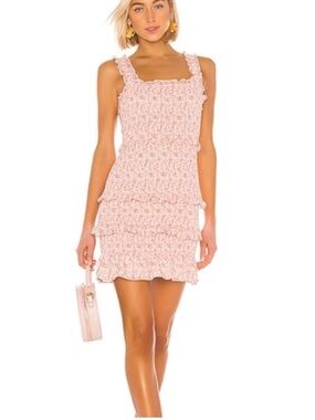 Parker Laurel Ruffle Tiered Smocked Mini Dress size L